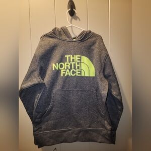 The North Face Heather Gray Hoodie with Bright Green Logo